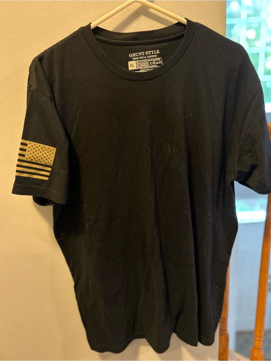 Grunt Style Other - Grunt Style Black Short-Sleeve Tee with Gold Sleeve Flag